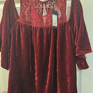 Miss Me Burgundy Velvet Blouse